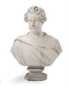 A CARVED MARBLE PORTRAIT BUST OF A GENTLEMAN, CIRCA 1840
