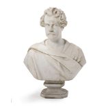 A CARVED MARBLE PORTRAIT BUST OF A GENTLEMAN, CIRCA 1840