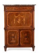 A GEORGE III HAREWOOD AND MARQUETRY SECRETAIRE A ABATTANT, LATE 18TH CENTURY