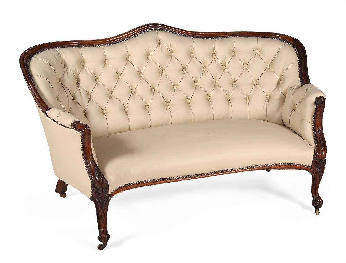 Y A VICTORIAN ROSEWOOD AND LEATHER UPHOLSTERED SOFA, CIRCA 1860 - Image 2 of 4