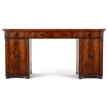 A REGENCY MAHOGANY AND EBONISED PEDESTAL SIDEBOARD, CIRCA 1815, IN THE MANNER OF MARSH & TATHAM