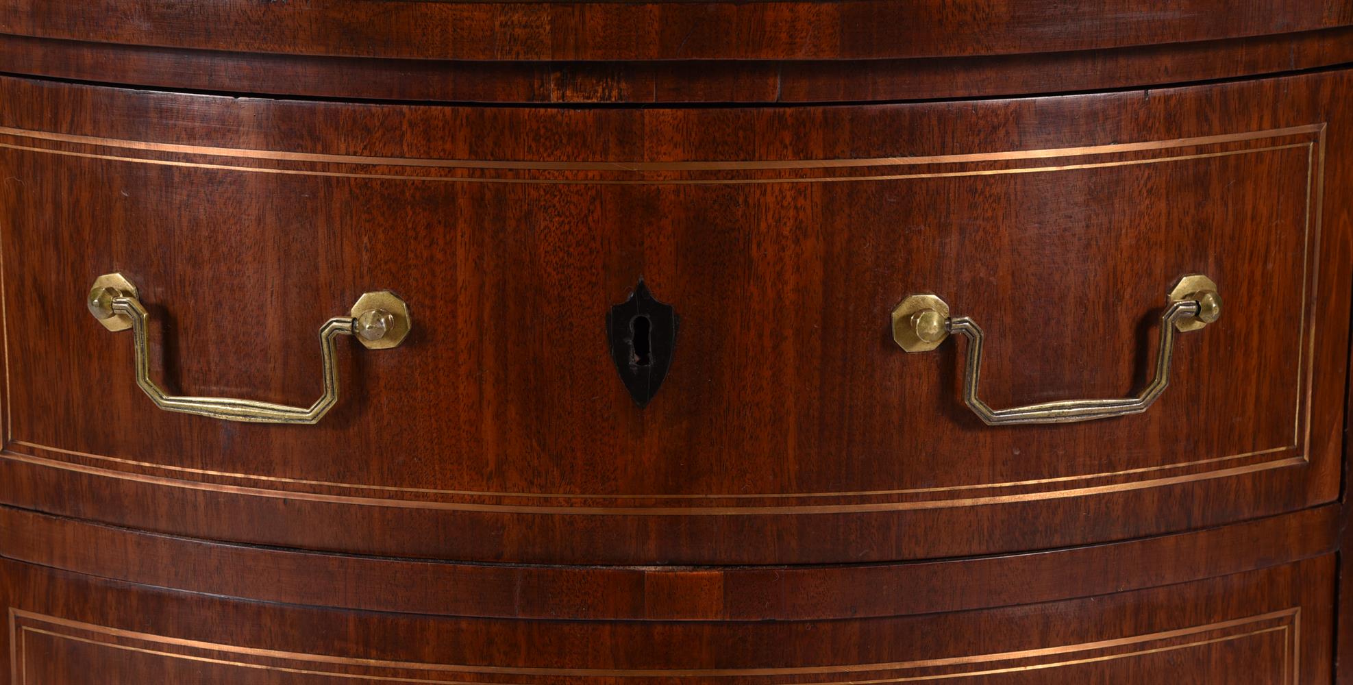 A NORTH EUROPEAN MAHOGANY AND BRASS INLAID DEMI-LUNE COMMODE, EARLY 19TH CENTURY - Image 2 of 5