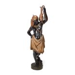 A FRENCH POLYCHROME CAST IRON FIGURE 'PORTEUR D'EAU NUBIEN', LATE 19TH CENTURY