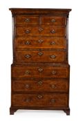 A GEORGE II WALNUT CHEST ON CHEST, CIRCA 1735