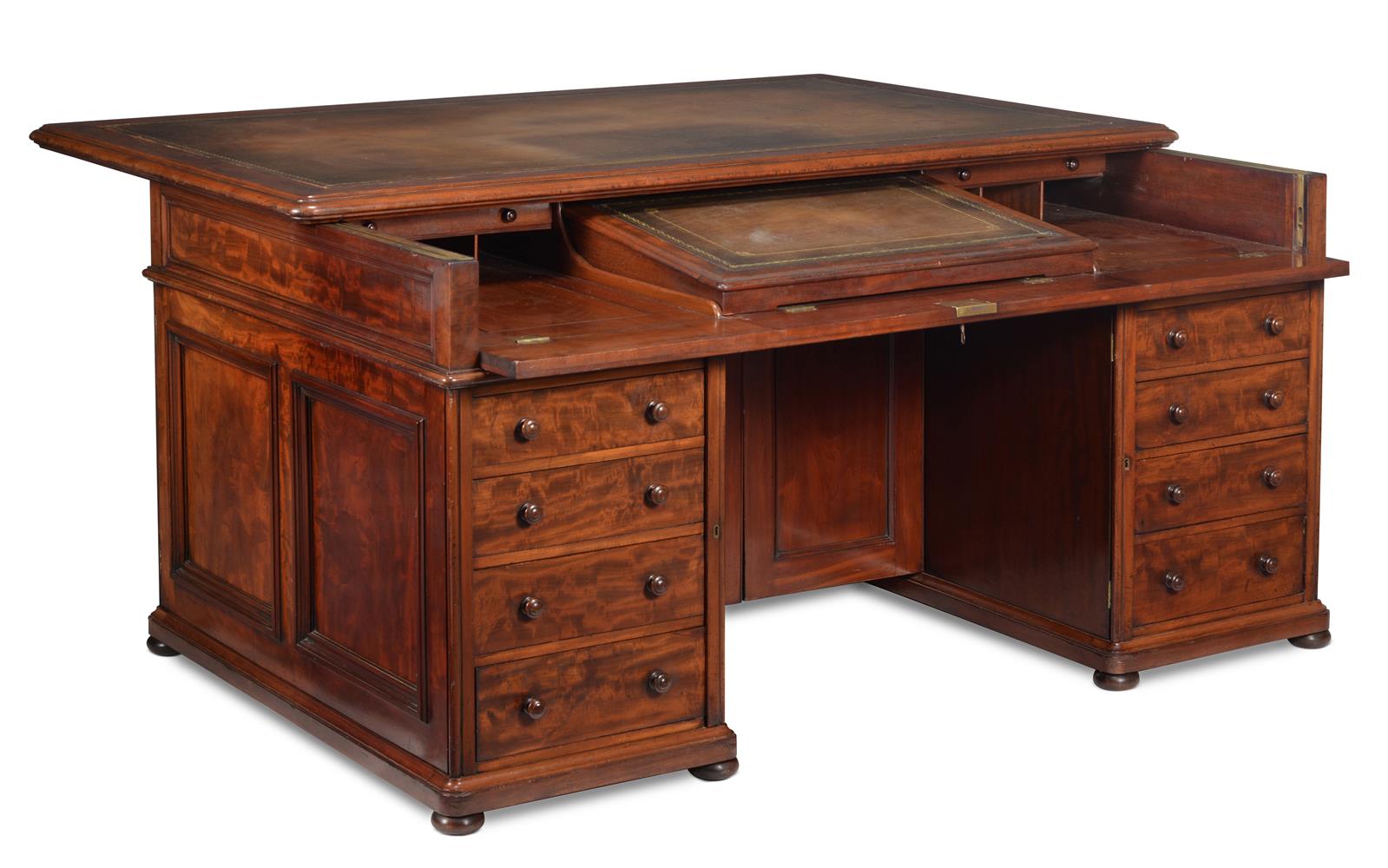 AN EARLY VICTORIAN MAHOGANY PEDESTAL DESK, CIRCA 1850 - Image 5 of 8