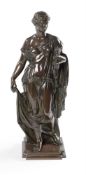 A FRENCH BRONZE FIGURE OF A CLASSICAL MAIDEN, 19TH CENTURY