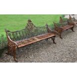 A PAIR OF CAST IRON BENCHES IN THE COALBROOKDALE 'GOTHIC' PATTERN, LATE 20TH CENTURY