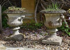 A PAIR OF CAST STONE CAMPANA VASES, ATTRIBUTED TO AUSTIN & SEELEY, LATE 19TH CENTURY