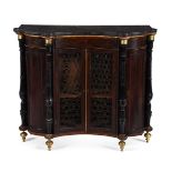 A REGENCY SIMULATED ROSEWOOD, EBONISED AND GILT METAL MOUNTED SIDE CABINET, CIRCA 1820