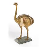 A GILT METAL MOUNTED MODEL OF AN OSTRICH, CONTINENTAL, LATE 19TH CENTURY