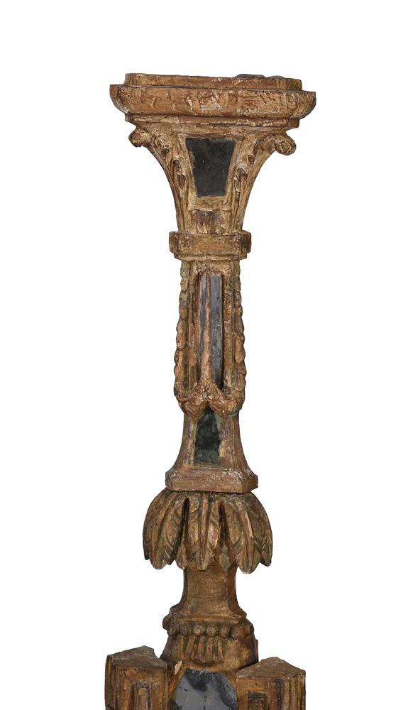 A PAIR OF CONTINENTAL GILTWOOD ALTAR STICKS, SECOND HALF 18TH CENTURY - Image 2 of 4