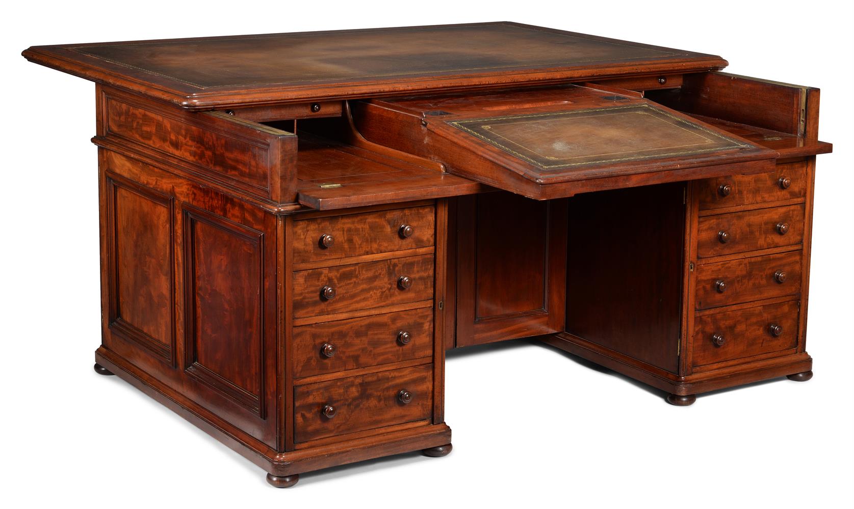 AN EARLY VICTORIAN MAHOGANY PEDESTAL DESK, CIRCA 1850 - Image 4 of 8