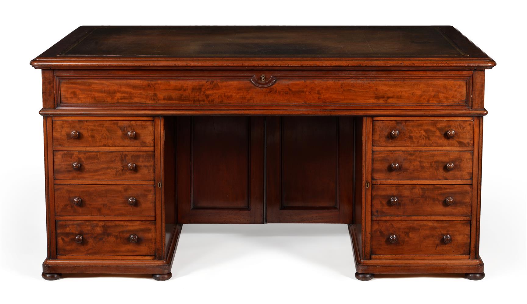 AN EARLY VICTORIAN MAHOGANY PEDESTAL DESK, CIRCA 1850