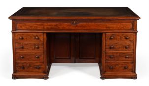 AN EARLY VICTORIAN MAHOGANY PEDESTAL DESK, CIRCA 1850