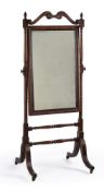 A GEORGE IV MAHOGANY CHEVAL MIRROR, CIRCA 1825