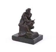 CIRCLE OF AMIE-JULES DALOU (FRENCH 1858-1902), A FRENCH BRONZE STUDY OF A SEATED PAINTER