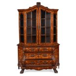 A DUTCH WALNUT AND MARQUETRY INLAID CABINET ON CHEST, LATE 18TH CENTURY