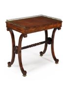 Y A REGENCY ROSEWOOD AND BRASS STRUNG WRITING TABLE, CIRCA 1820