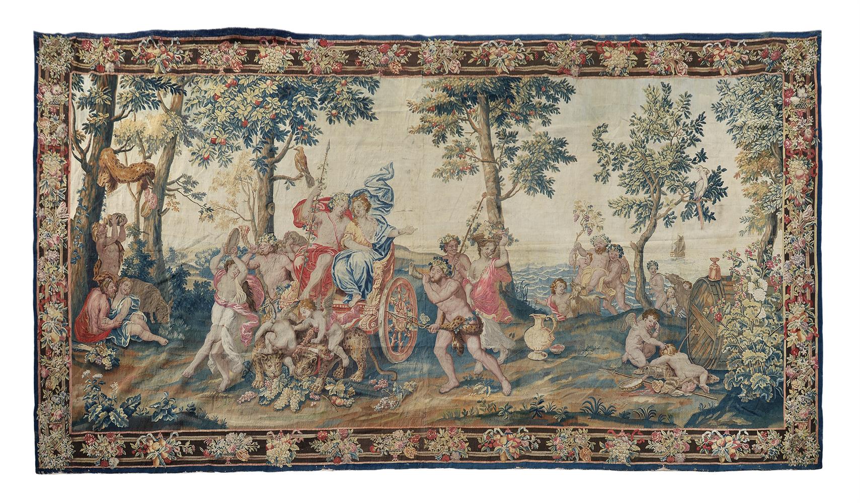 A MORTLAKE TAPESTRY DEPICTING AUTUMN, EARLY 18TH CENTURY, AFTER PIERRE MIGNARD