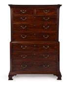 A GEORGE III MAHOGANY CHEST ON CHEST, CIRCA 1775