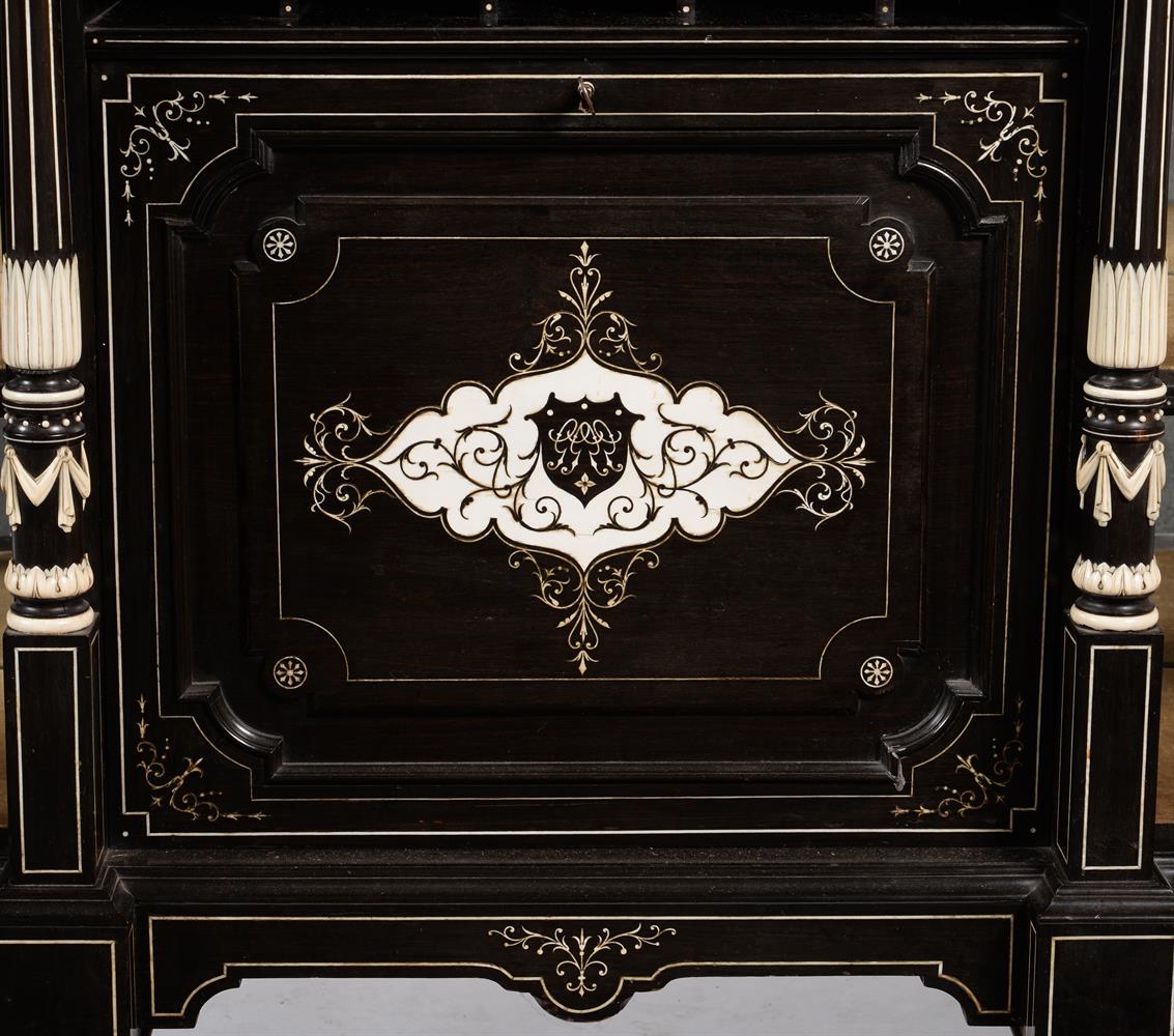 Y A VICTORIAN EBONY AND IVORY INLAID MUSIC CABINET, CIRCA 1865, ATTRIBUTED TO OWEN JONES - Image 4 of 6