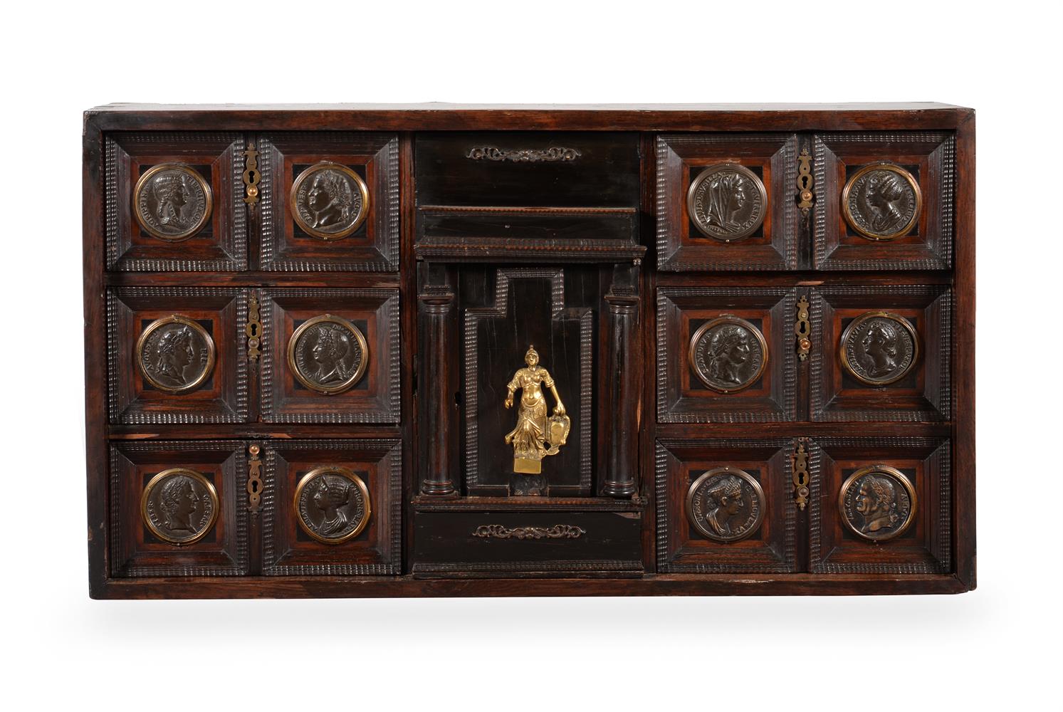 AN ITALIAN WALNUT AND EBONISED 'MEDAL CABINET', LATE 17TH/EARLY 18TH CENTURY