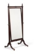 A GEORGE IV MAHOGANY CHEVAL MIRROR, CIRCA 1825