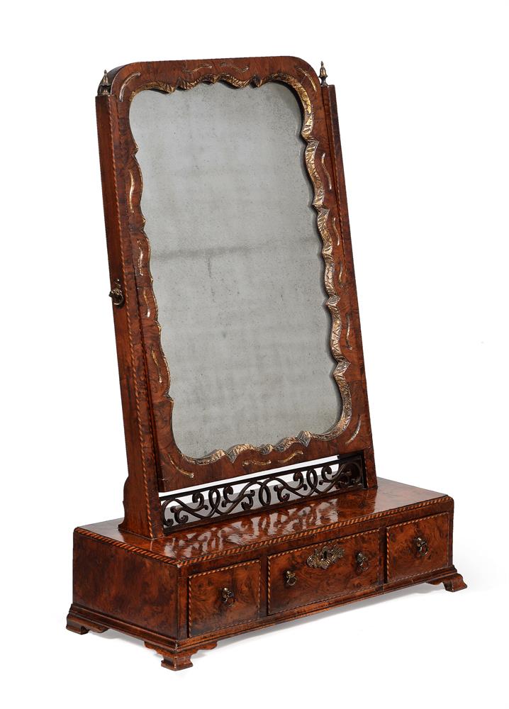 A GEORGE II BURR YEW AND PARCEL GILT DRESSING MIRROR, CIRCA 1735 - Image 2 of 4