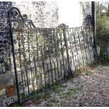 A PAIR OF BLACK PAINTED CAST AND WROUGHT IRON GATES, EARLY 20TH CENTURY