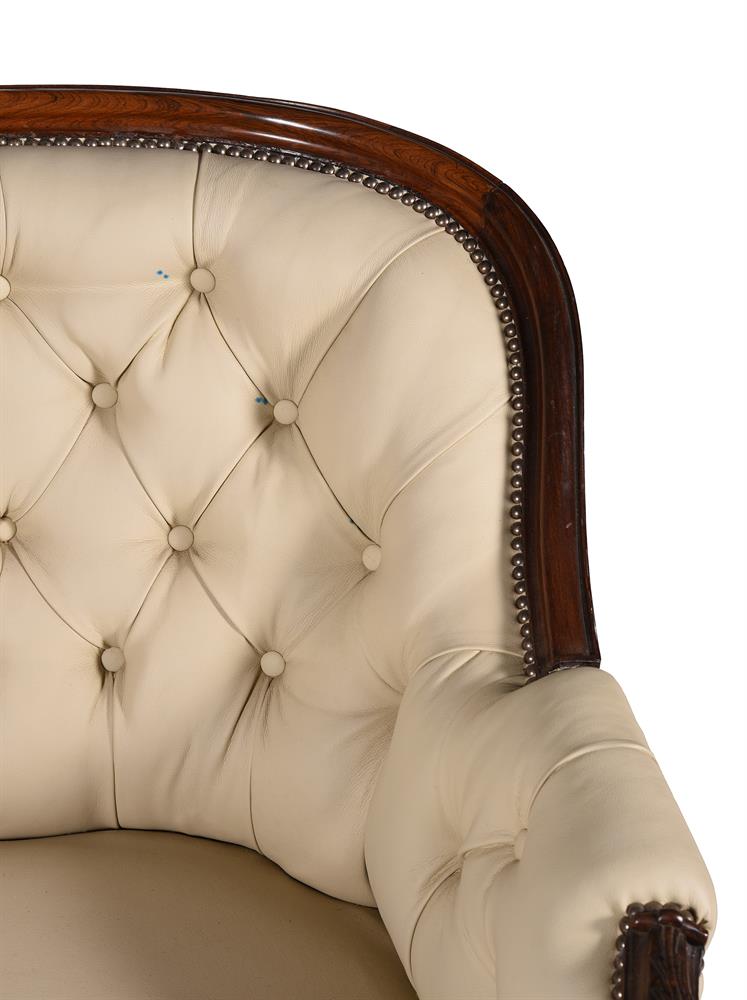 Y A VICTORIAN ROSEWOOD AND LEATHER UPHOLSTERED SOFA, CIRCA 1860 - Image 4 of 4