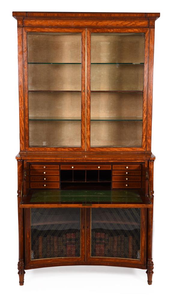 Y A GEORGE III SATINWOOD AND TULIPWOOD BANDED SECRETAIRE BOOKCASE, CIRCA 1790 - Image 2 of 6