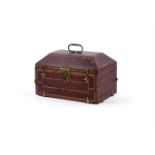 A FRENCH GILT TOOLED RED LEATHER AND GILT METAL MOUNTED CASKET, MID 18TH CENTURY AND LATER