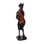 A VENETIAN CARVED PINE AND FRUITWOOD LIFESIZE DEVIL FIGURE, ATTRIBUTED TO FRANCESCO TOSO (D.1893)