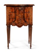 A CONTINENTAL WALNUT AND INLAID PETITE COMMODE, CIRCA 1780