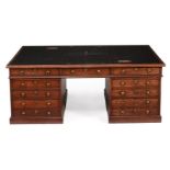 A GEORGE II MAHOGANY PARTNER'S PEDESTAL DESK, CIRCA 1750