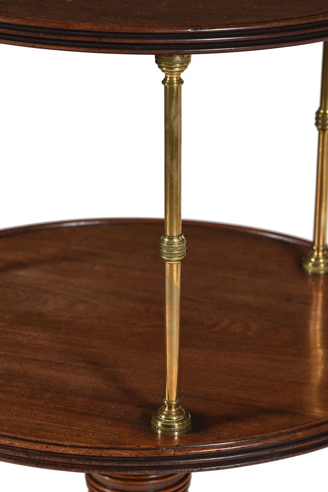 A REGENCY MAHOGANY AND GILT METAL MOUNTED TWO-TIER DUMB WAITER, CIRCA 1815 - Image 4 of 5