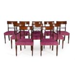 A SET OF TEN REGENCY MAHOGANY DINING CHAIRS, CIRCA 1815