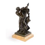 AFTER JACQUES BOUSSEAU (1681-1740), A FRENCH BRONZE FIGURE OF ULYSSES BENDING HIS BOW, 19TH CENTURY