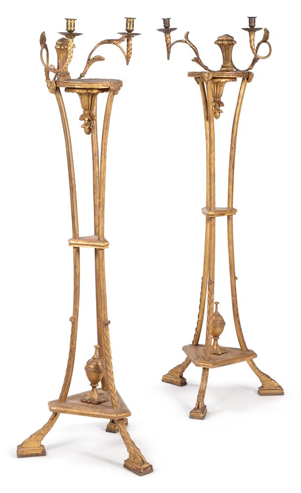 A PAIR OF GEORGE III CARVED GILTWOOD TORCHERE STANDS, CIRCA 1790 - Image 2 of 5