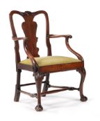 AN IRISH GEORGE II 'RED WALNUT' OPEN ARMCHAIR, CIRCA 1755