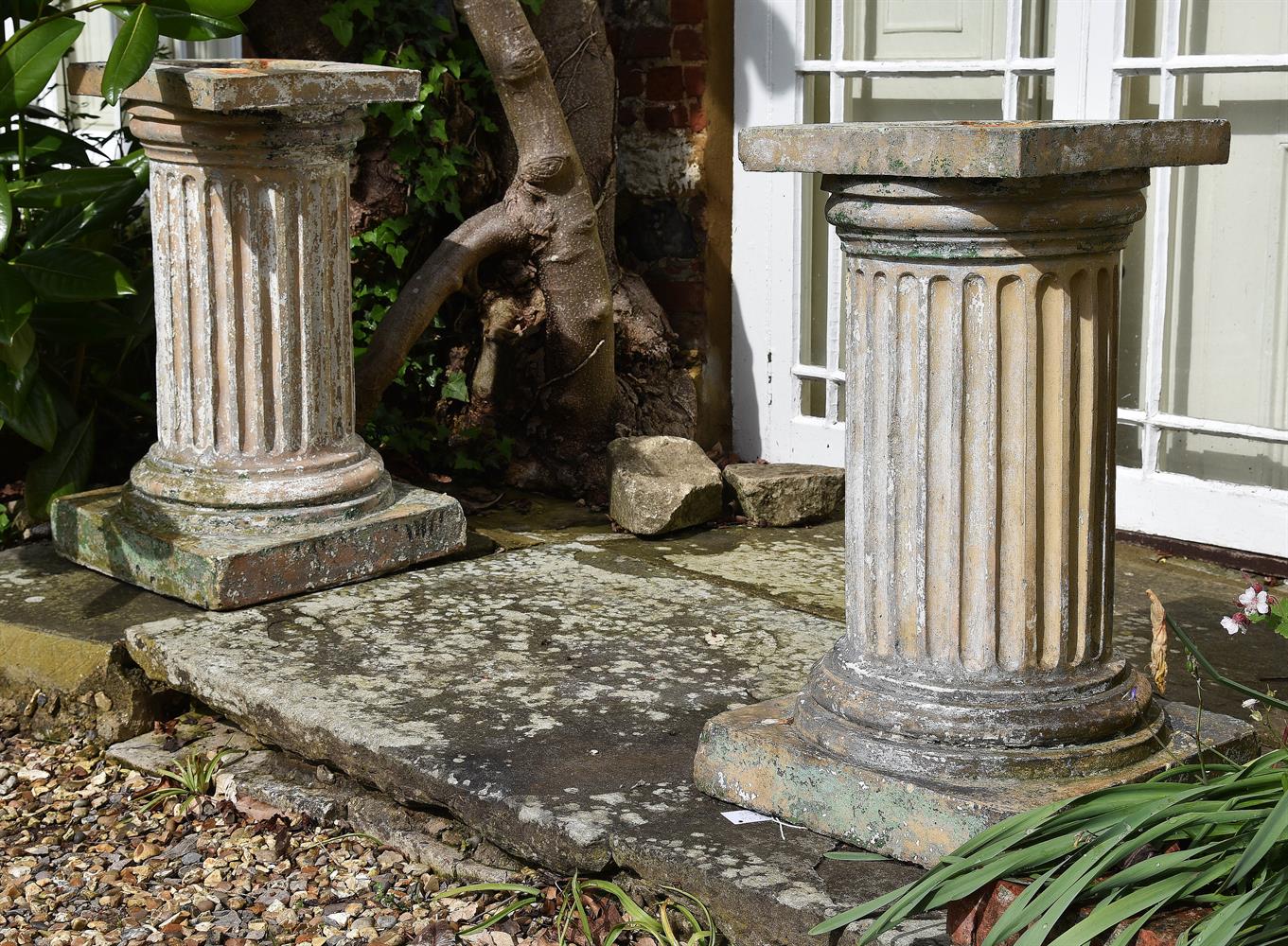 A PAIR OF TERRACOTTA PEDESTAL PLINTHS OR COLUMNS, LATE 19TH CENTURY