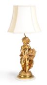 BOYER (FRENCH, 19TH CENTURY), AN ORMOLU LAMP EMBLEMATIC OF SUMMER, CIRCA 1880