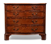 A GEORGE III MAHOGANY AND CROSSBANDED SERPENTINE CHEST OF DRAWERS, CIRCA 1780