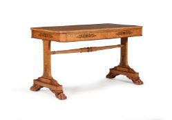 A WILLIAM IV BIRD'S EYE MAPLE AND INLAID LIBRARY TABLE, CIRCA 1835, IN THE MANNER OF HOLLAND & SONS