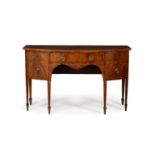 A GEORGE III MAHOGANY AND INLAID BOWFRONT SIDEBOARD, CIRCA 1800