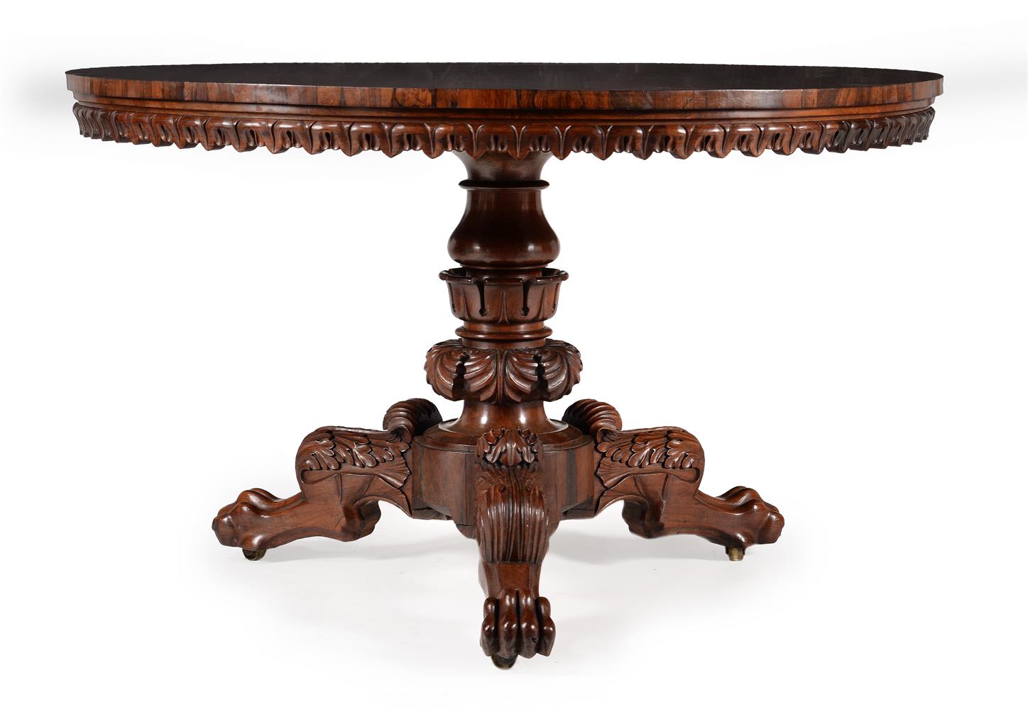 Y A GEORGE IV CARVED ROSEWOOD CENTRE TABLE, CIRCA 1825, IN THE MANNER OF GILLOWS - Image 4 of 4