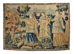 A FLEMISH TAPESTRY FRAGMENT DEPICTING MUSICIANS, LATE 17TH CENTURY