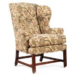 AN EARLY GEORGE III MAHOGANY WING ARMCHAIR, CIRCA 1760