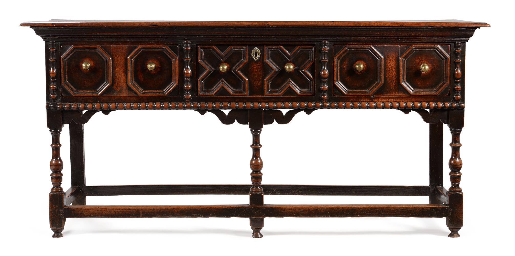 A CHARLES II OAK DRESSER BASE, CIRCA 1680