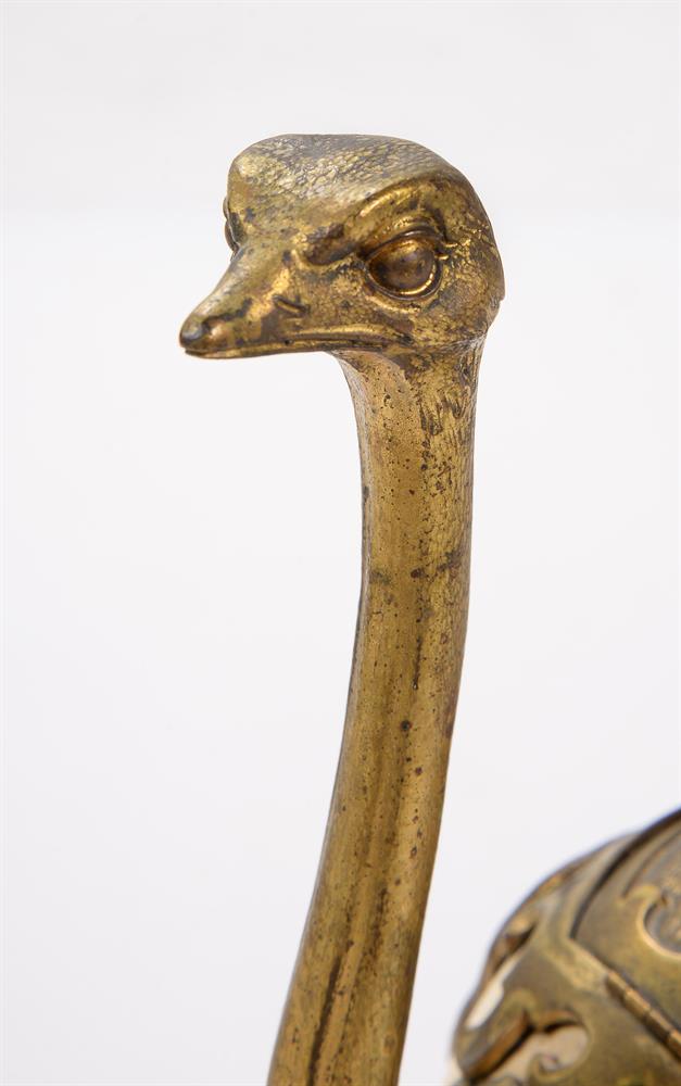 A GILT METAL MOUNTED MODEL OF AN OSTRICH, CONTINENTAL, LATE 19TH CENTURY - Image 3 of 4